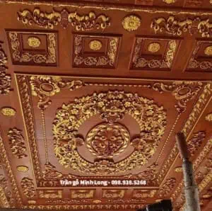 thi công trần gỗ tự nhiên tại Hải Dương