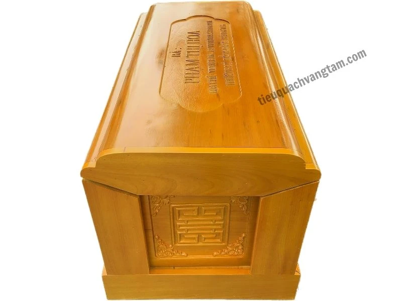 Tiểu Quách Gỗ Vàng Tâm 7-7-10 Chạm Tên Và Hoa Sen Đẹp Quach go cai tang dep 9 d