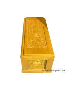 Tiểu Quách Gỗ Vàng Tâm 7-7-10 Chạm Khắc Bát quái Đẹp Tiểu Quách Gỗ Vàng Tâm 7-7-10 Chạm Khắc Bát quái Đẹp - Ảnh 2