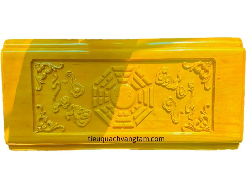 Tiểu Quách Gỗ Vàng Tâm 7-7-10 Chạm Khắc Bát quái Đẹp quach go vang tam 021 d