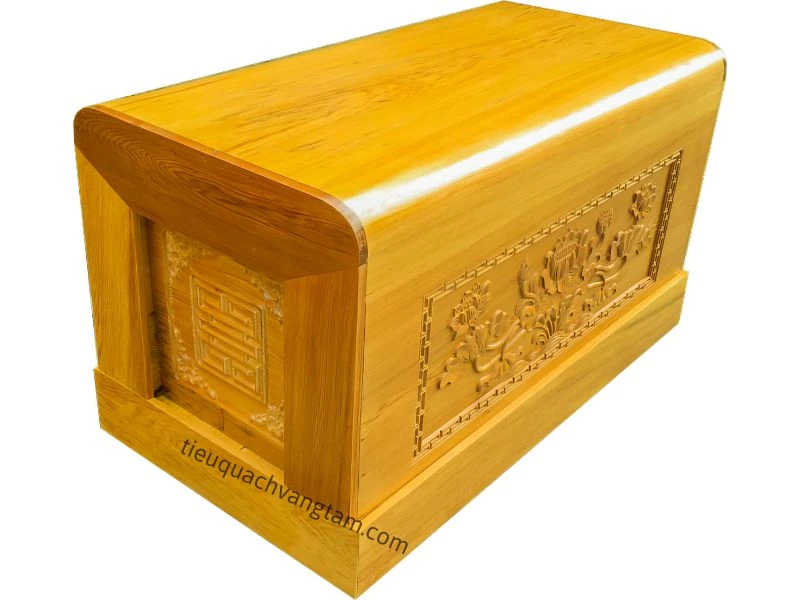 Tiểu Quách Gỗ Vàng Tâm 7-7-10 Chạm Khắc Hoa Sen Đẹp quach go vang tam 022 b