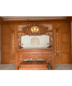 Vách gỗ phòng thờ - ốp tường gỗ gõ đỏ 02