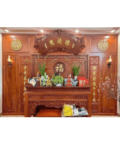 Vách gỗ phòng thờ - ốp tường gỗ 01