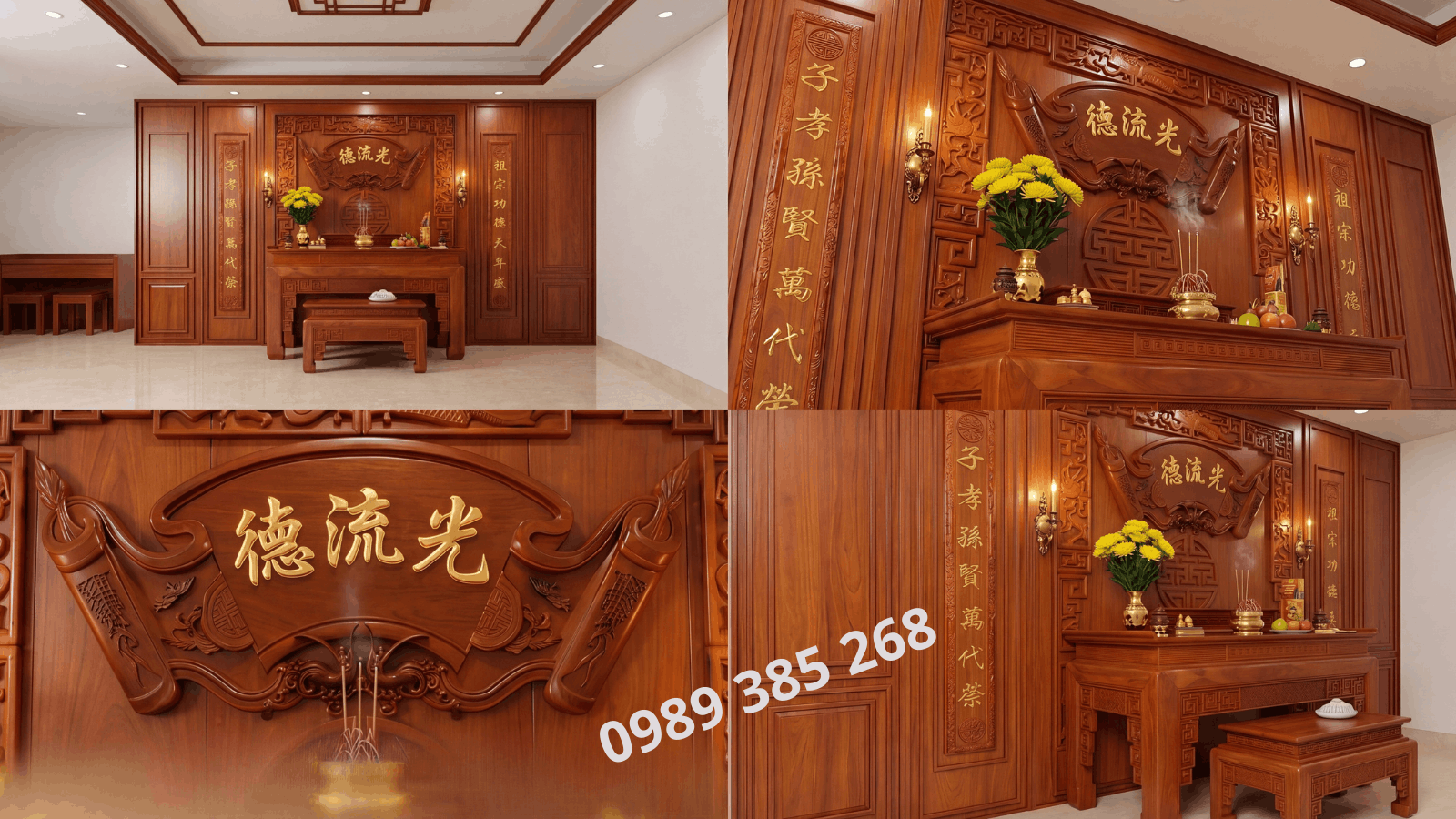 Ốp vách phòng thờ – vách ốp lưng bàn thờ mẫu 03 ốp vách phòng thờ