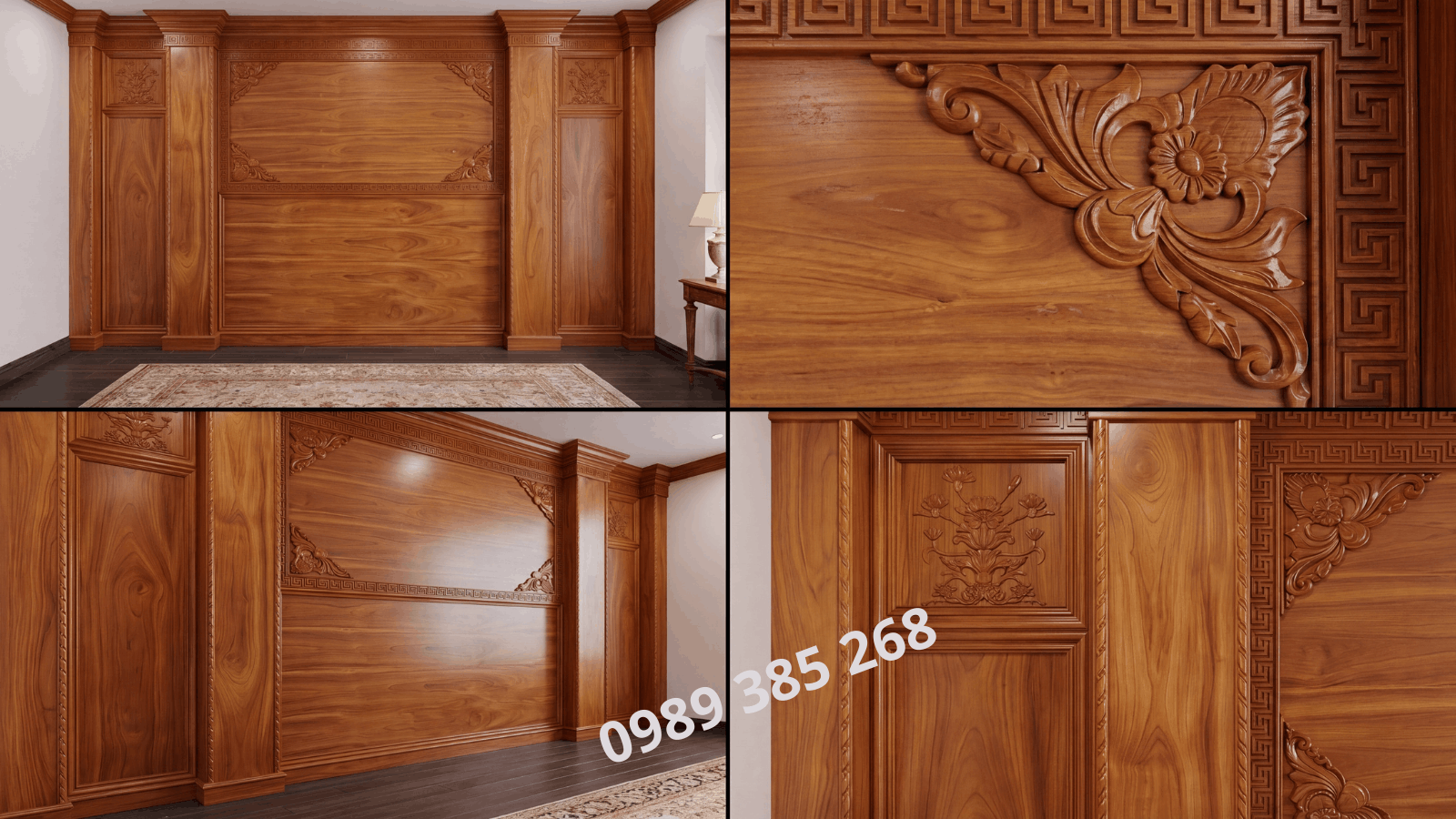 Ốp lưng phòng thờ – vách ốp lưng bàn thờ mẫu 06 ốp gỗ phòng thờ
