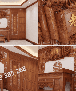 Ốp lưng phòng thờ – ốp vách phòng thờ gỗ mẫu 09 ốp tường phòng thờ