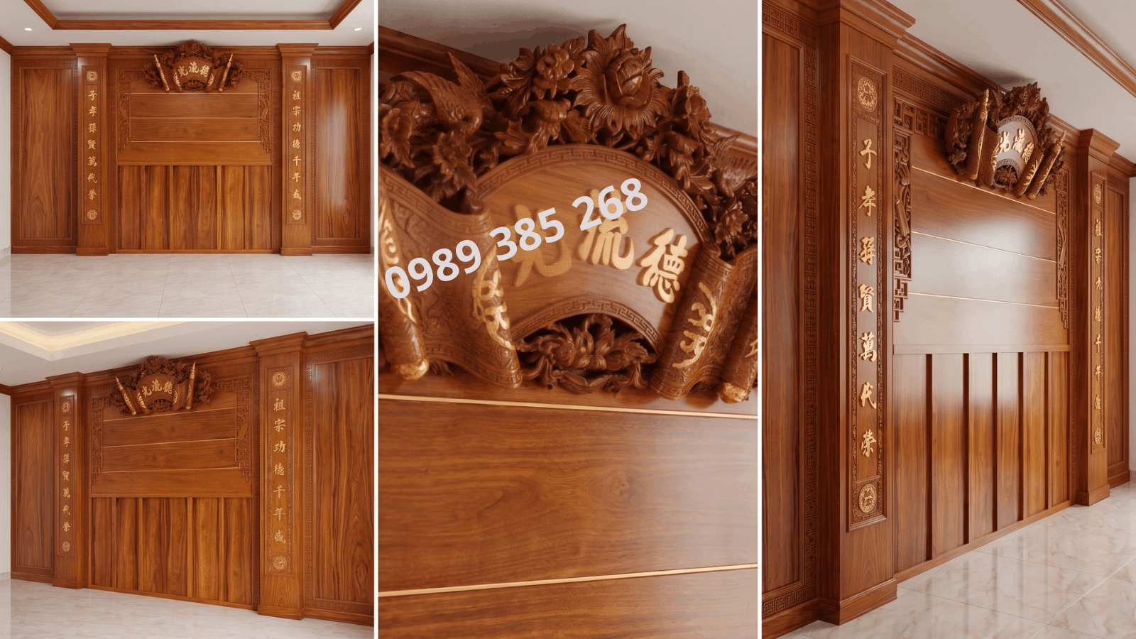 Vách ốp lưng bàn thờ - phòng thờ hiện đại mẫu 13 phòng thờ hiện đại